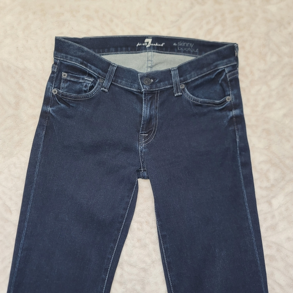 7 Seven For All Mankind The Skinny Bootcut Jeans Size 26 Women's Dark Blue - Picture 2 of 14
